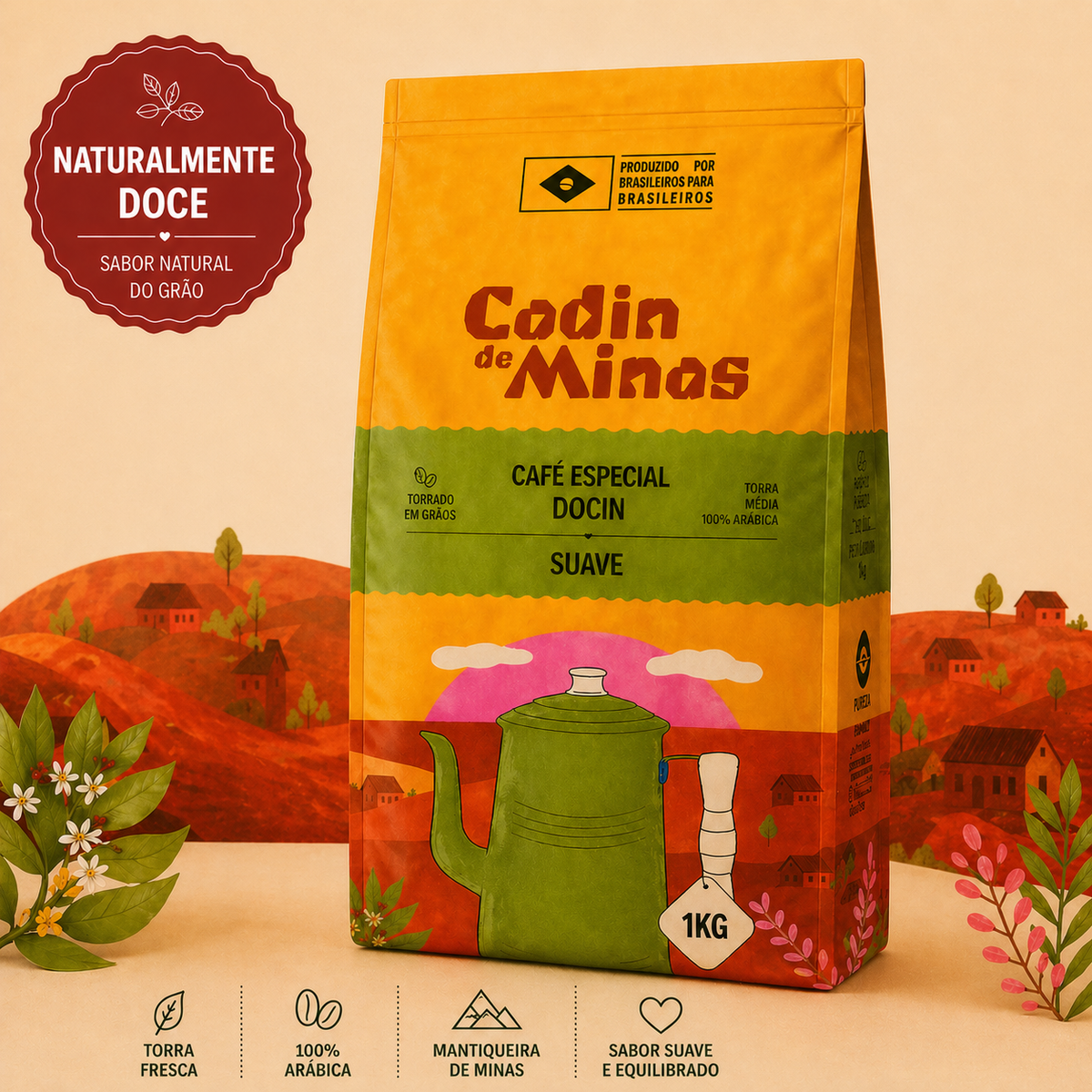 Café Especial Torrado Cadin de Minas 1kg Docin Grãos