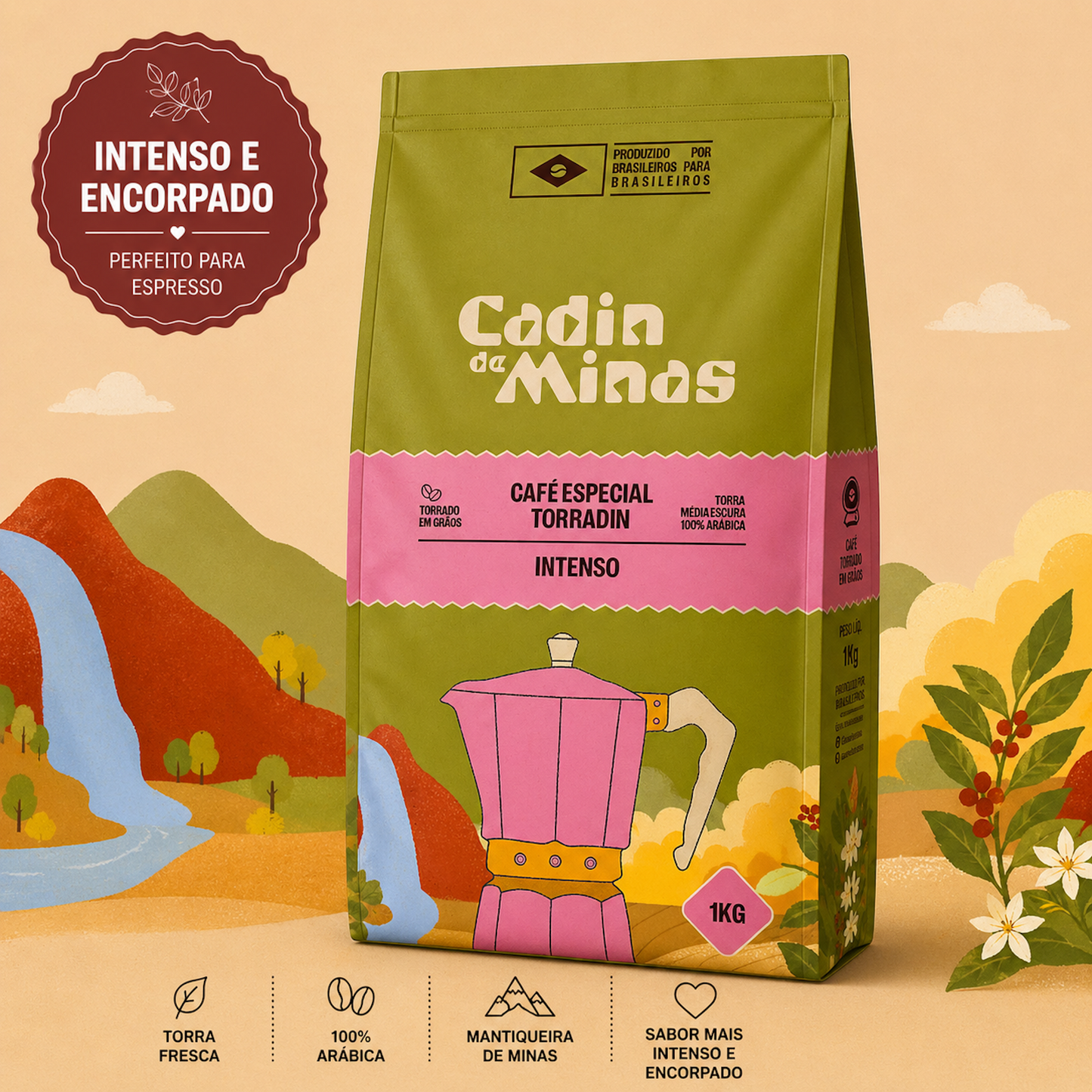 Café Especial Torrado Cadin de Minas 1kg Torradin Grãos